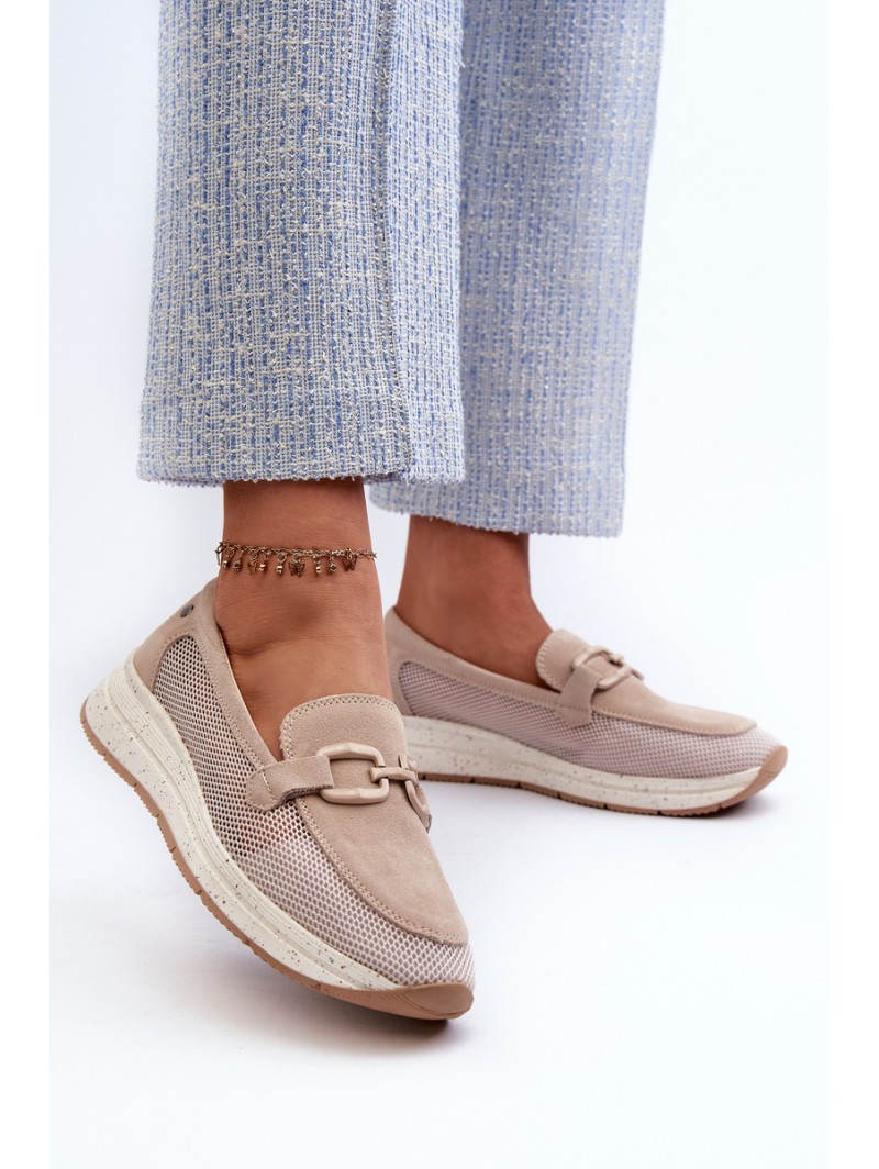 Women's Suede Moccasins D&A TW210 Beige