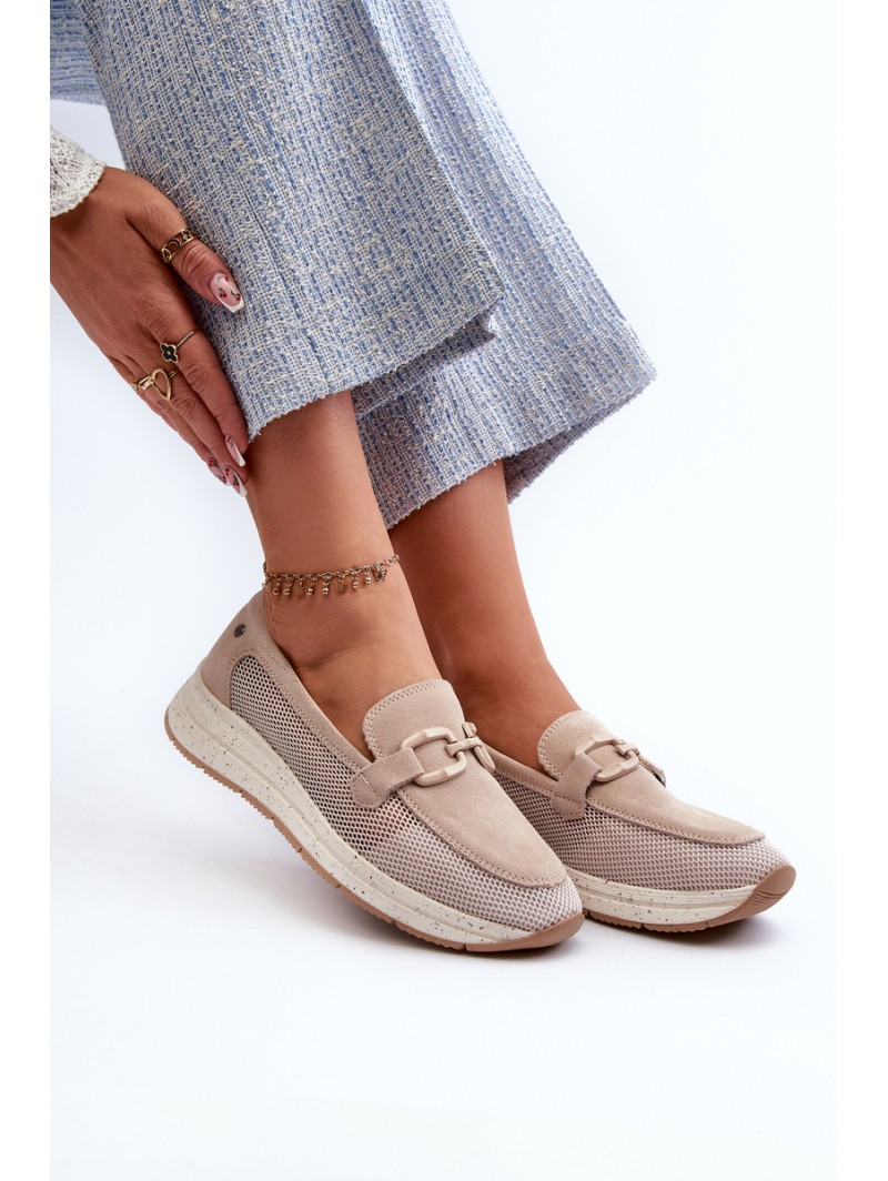 Women's Suede Moccasins D&A TW210 Beige