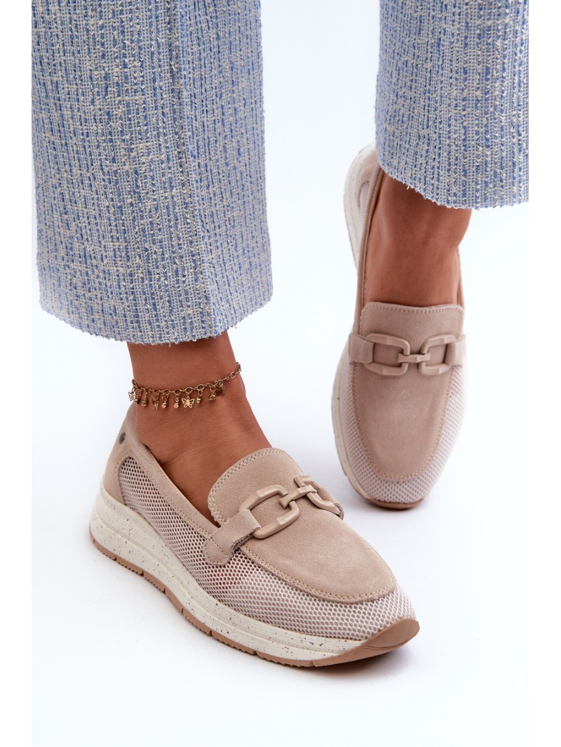 Women's Suede Moccasins D&A TW210 Beige