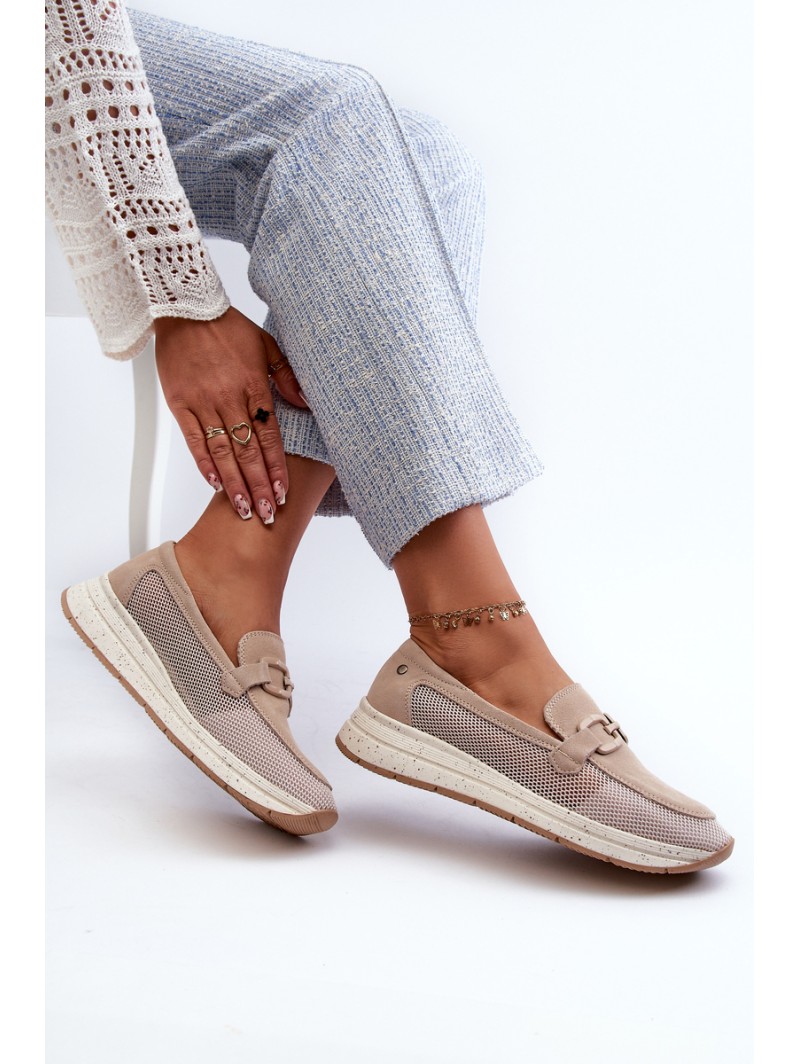 Women's Suede Moccasins D&A TW210 Beige
