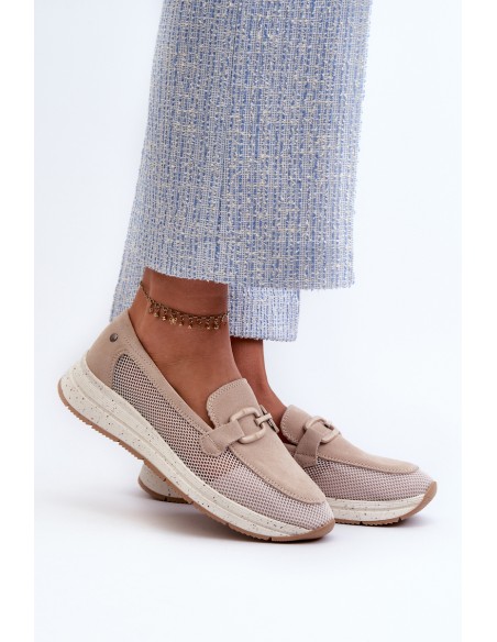 Women's Suede Moccasins D&A TW210 Beige