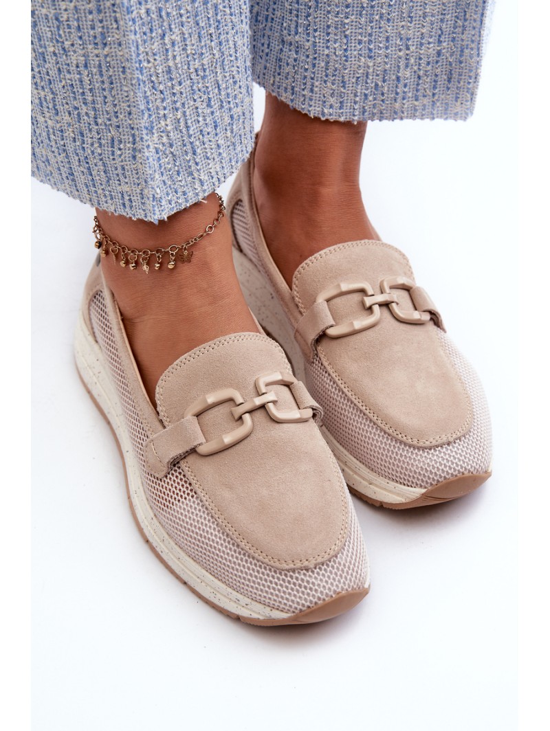 Women's Suede Moccasins D&A TW210 Beige