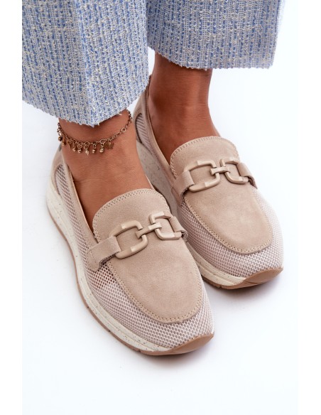 Women's Suede Moccasins D&A TW210 Beige