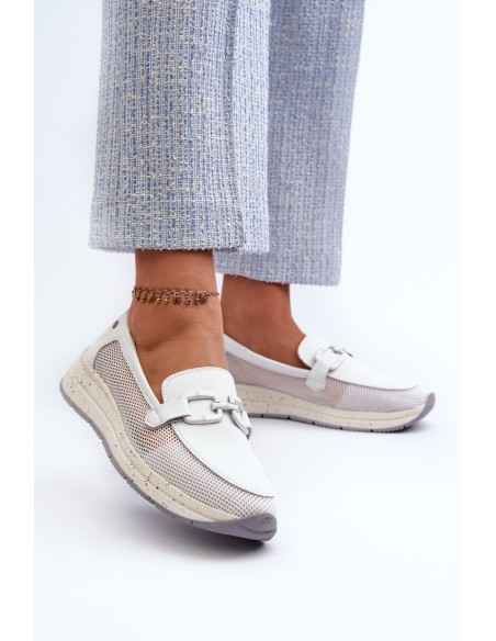 Women's Leather Moccasins D&A TW210 White