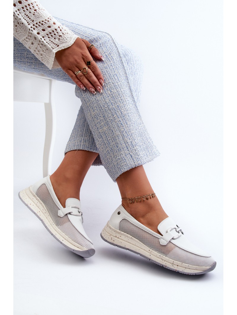 Women's Leather Moccasins D&A TW210 White
