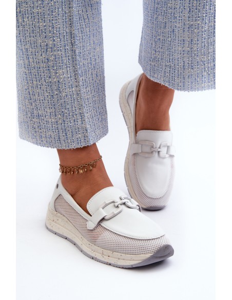 Women's Leather Moccasins D&A TW210 White