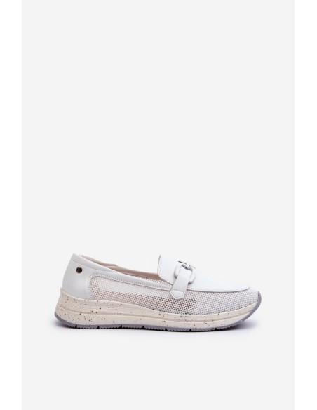 Women's Leather Moccasins D&A TW210 White