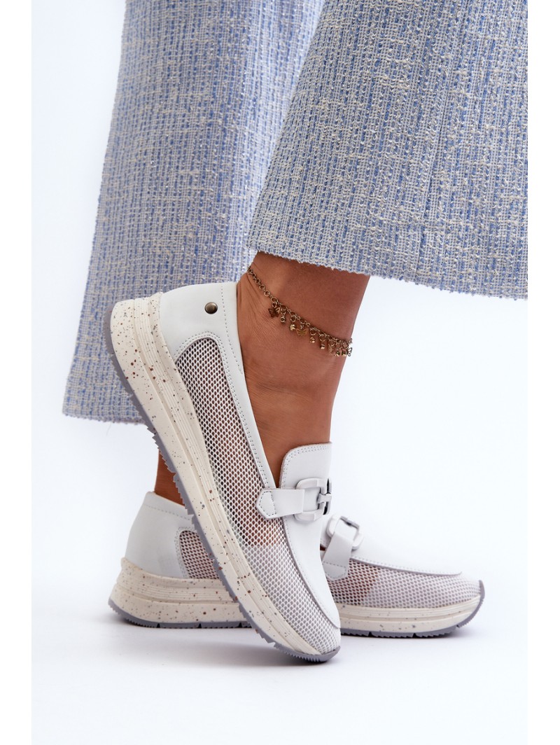 Women's Leather Moccasins D&A TW210 White