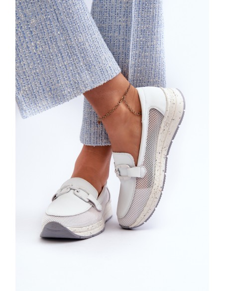 Women's Leather Moccasins D&A TW210 White
