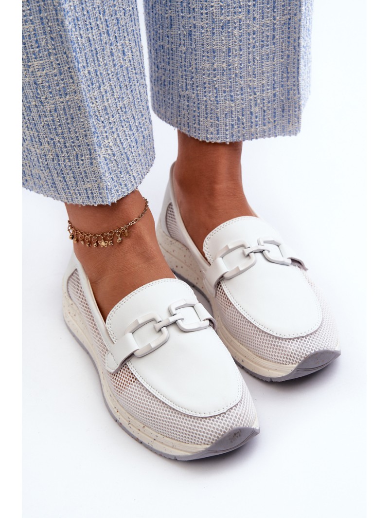 Women's Leather Moccasins D&A TW210 White