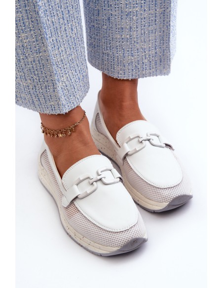 Women's Leather Moccasins D&A TW210 White