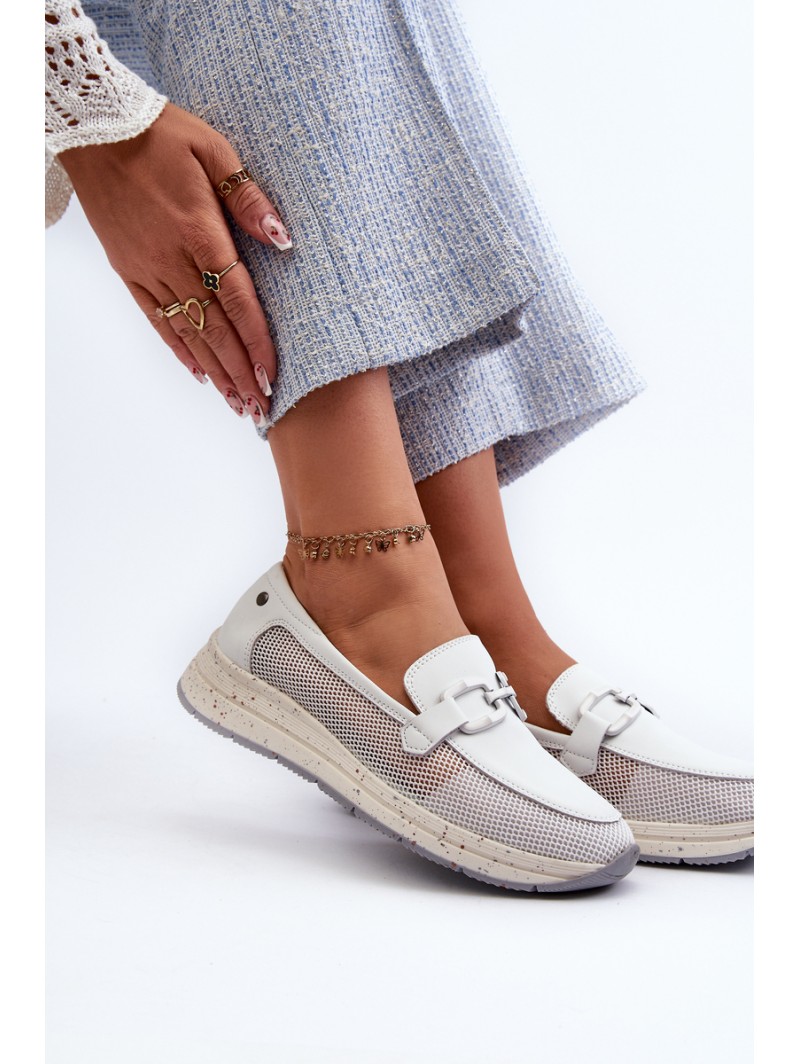 Women's Leather Moccasins D&A TW210 White