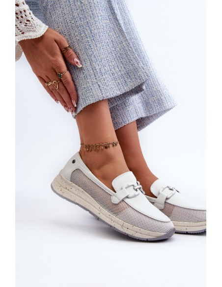 Women's Leather Moccasins D&A TW210 White