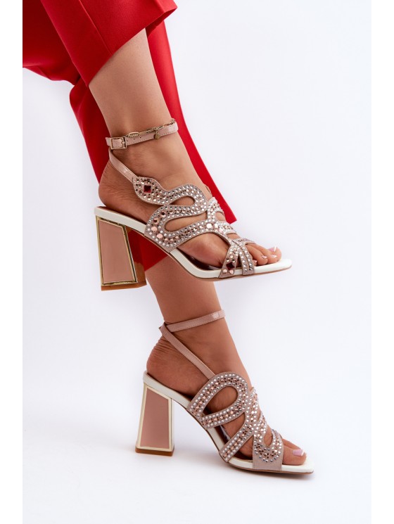 Women's Embellished Sandals with Stiletto Heel D&A CR952 Pink 2