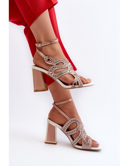 Women's Embellished Sandals with Stiletto Heel D&A CR952 Pink