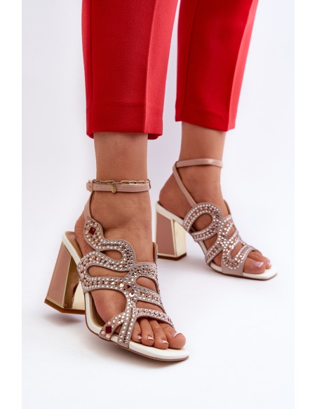 Women's Embellished Sandals with Stiletto Heel D&A CR952 Pink