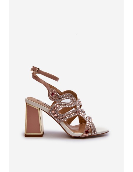 Women's Embellished Sandals with Stiletto Heel D&A CR952 Pink