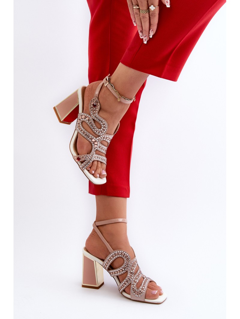 Women's Embellished Sandals with Stiletto Heel D&A CR952 Pink