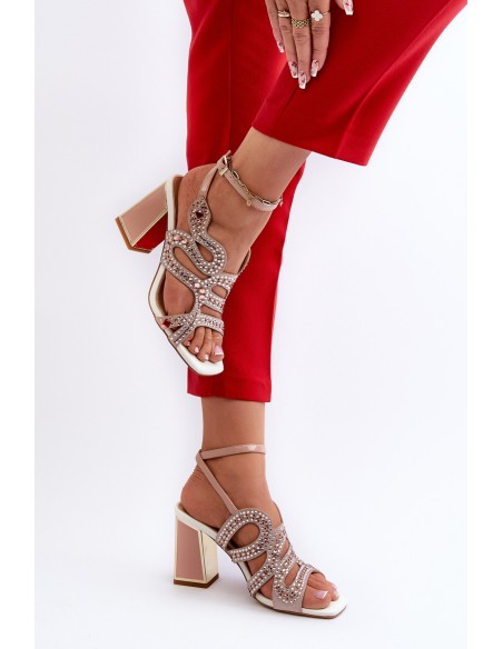 Women's Embellished Sandals with Stiletto Heel D&A CR952 Pink