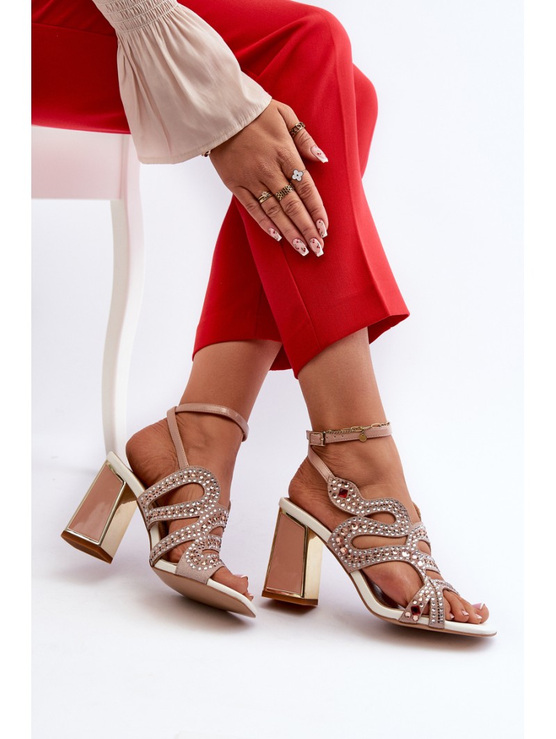 Women's Embellished Sandals with Stiletto Heel D&A CR952 Pink