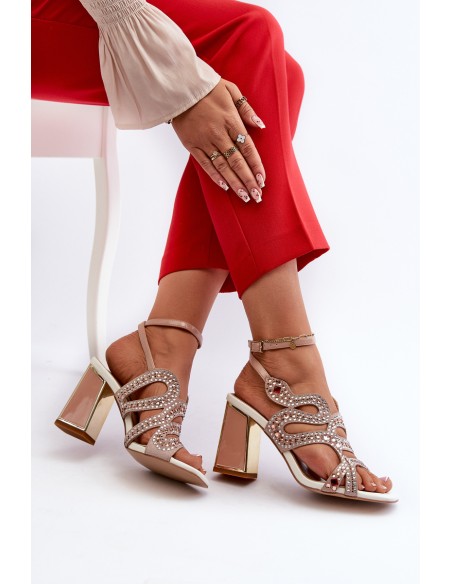 Women's Embellished Sandals with Stiletto Heel D&A CR952 Pink