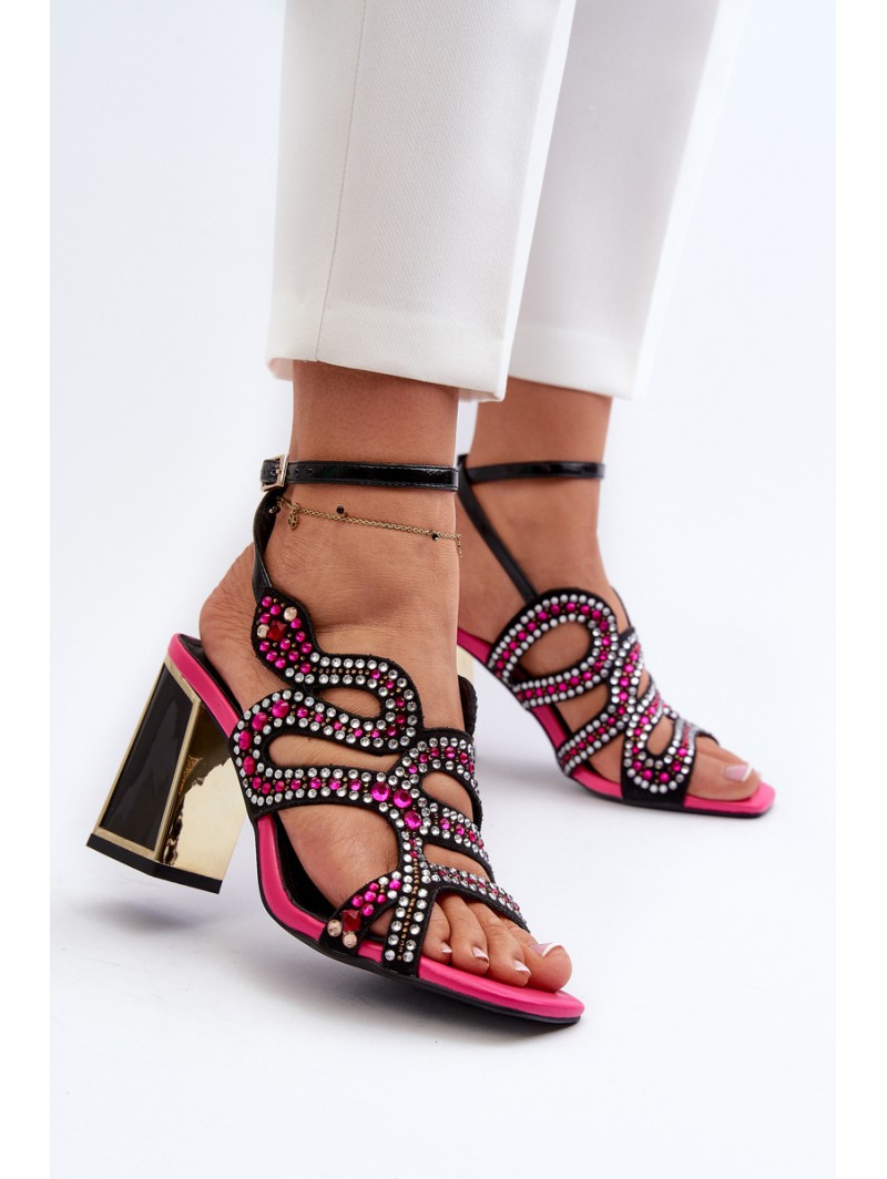 Decorated Women's Sandals with Heel D&A CR952 Black