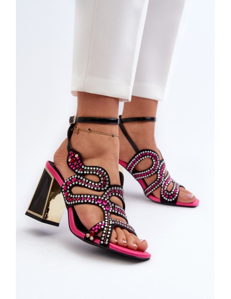 Decorated Women's Sandals with Heel D&A CR952 Black