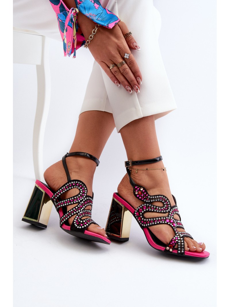 Decorated Women's Sandals with Heel D&A CR952 Black