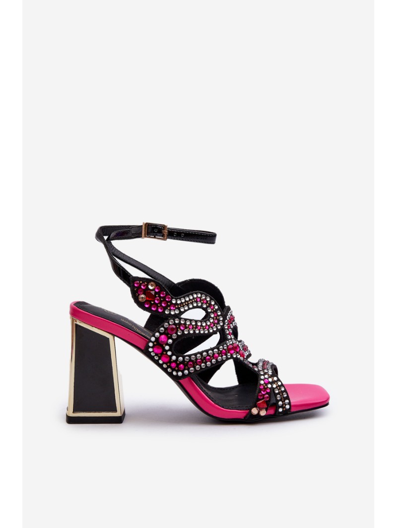 Decorated Women's Sandals with Heel D&A CR952 Black