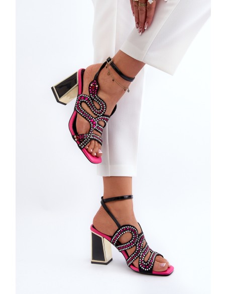 Decorated Women's Sandals with Heel D&A CR952 Black