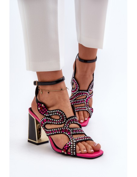 Decorated Women's Sandals with Heel D&A CR952 Black