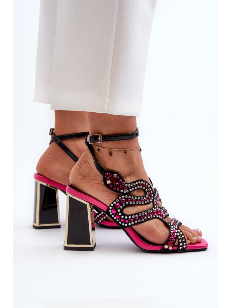 Decorated Women's Sandals with Heel D&A CR952 Black