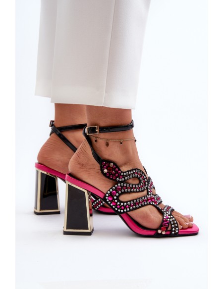Decorated Women's Sandals with Heel D&A CR952 Black