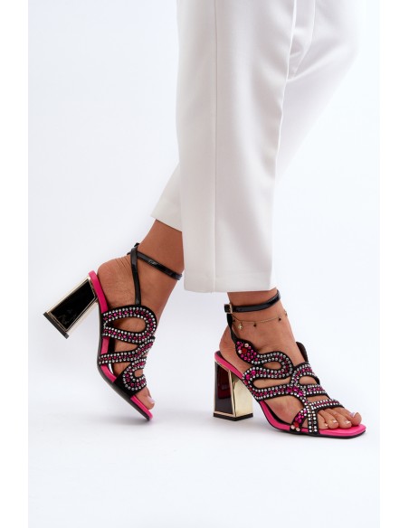 Decorated Women's Sandals with Heel D&A CR952 Black