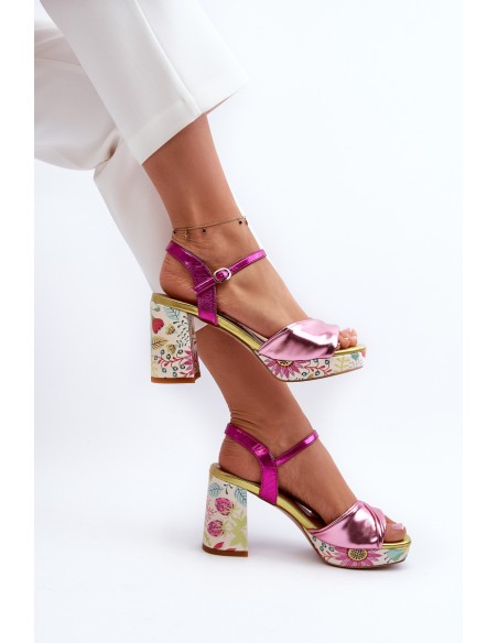 Women's Flower Print Stiletto Sandals D&A CR980 Pink