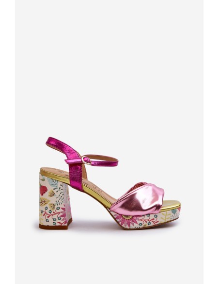 Women's Flower Print Stiletto Sandals D&A CR980 Pink