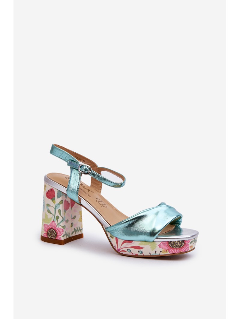 Women's Sandals with Flower Pattern D&A CR980 Blue