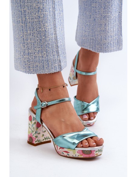 Women's Sandals with Flower Pattern D&A CR980 Blue