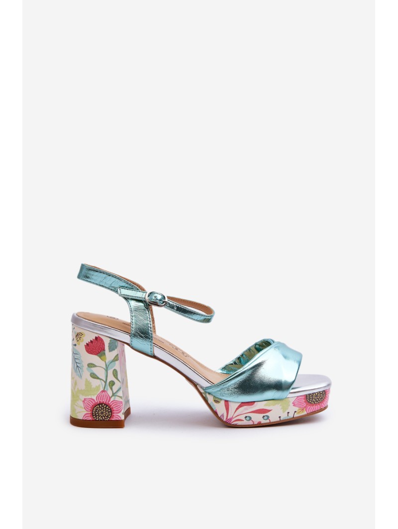 Women's Sandals with Flower Pattern D&A CR980 Blue