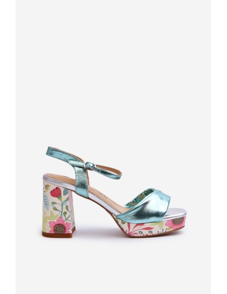 Women's Sandals with Flower Pattern D&A CR980 Blue