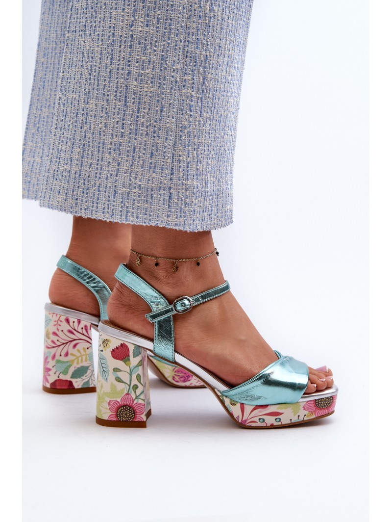 Women's Sandals with Flower Pattern D&A CR980 Blue