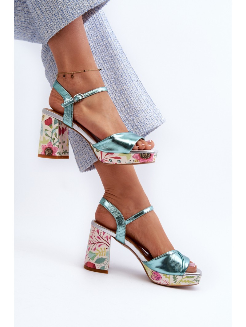 Women's Sandals with Flower Pattern D&A CR980 Blue