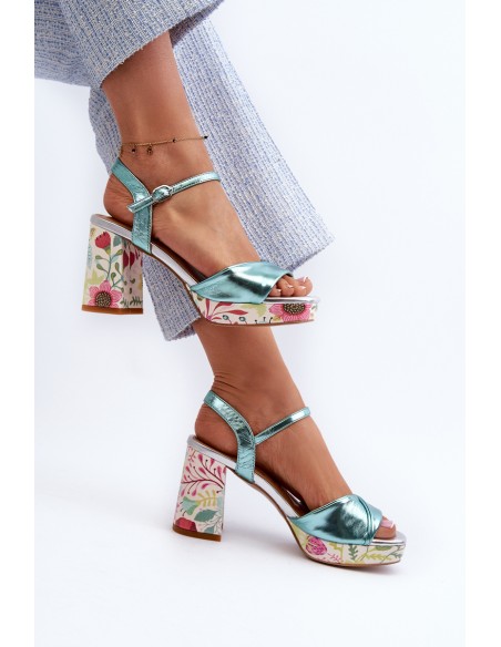 Women's Sandals with Flower Pattern D&A CR980 Blue