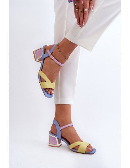 Pastel Women's Sandals with Heels D&A CR482 Yellow