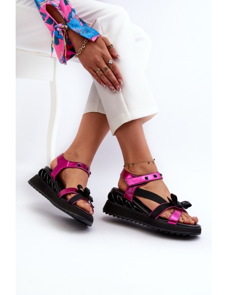 Women's Sandals with Bow D&A CR956 Fuchsia