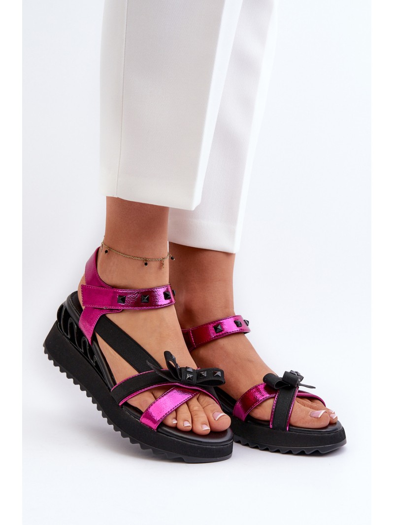 Women's Sandals with Bow D&A CR956 Fuchsia
