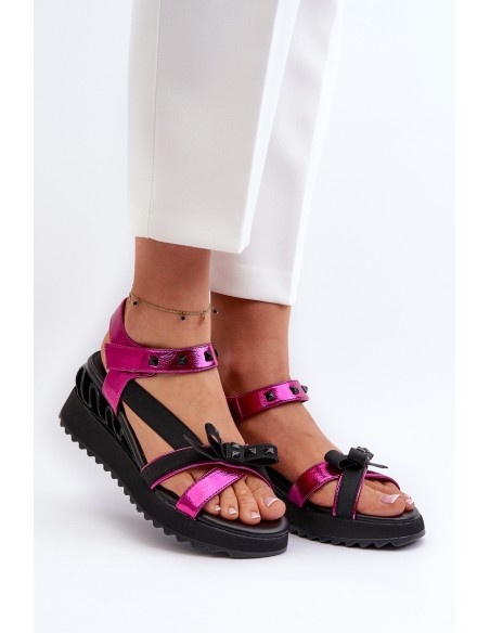 Women's Sandals with Bow D&A CR956 Fuchsia