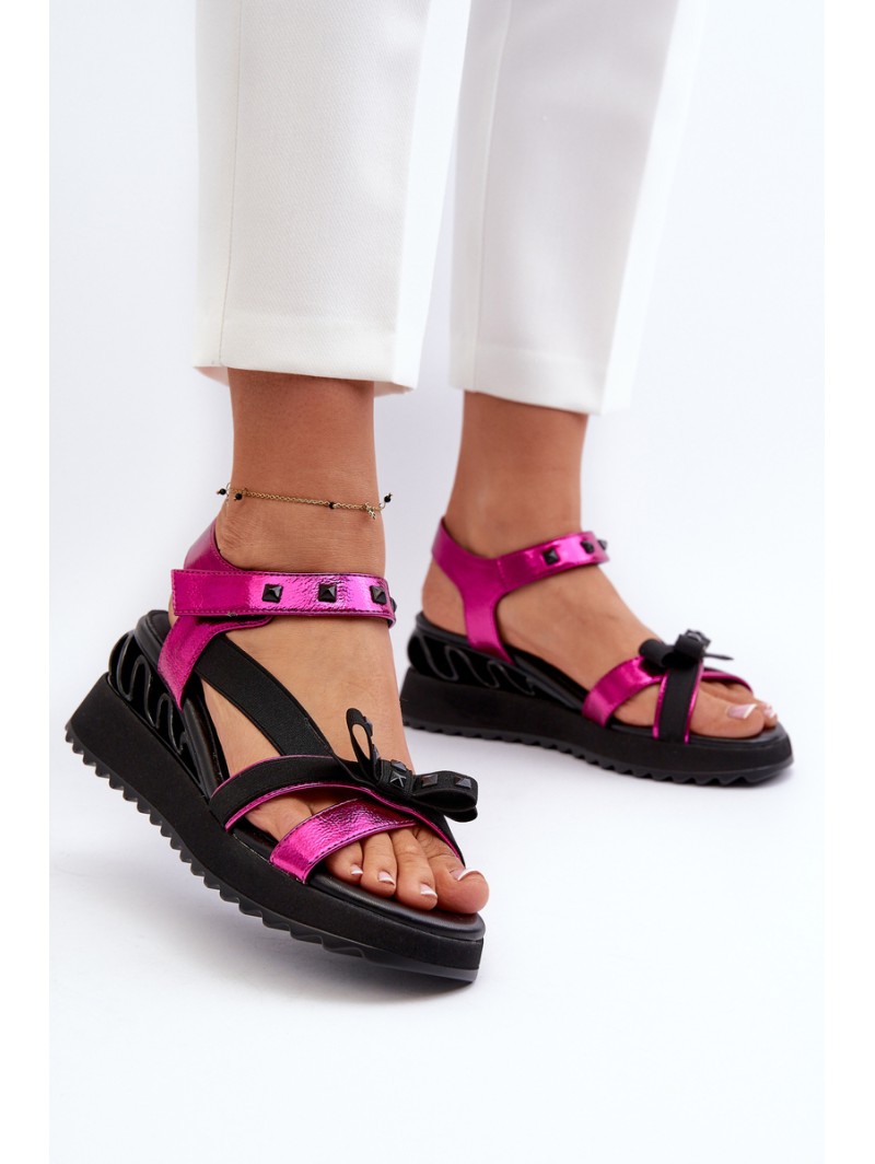 Women's Sandals with Bow D&A CR956 Fuchsia