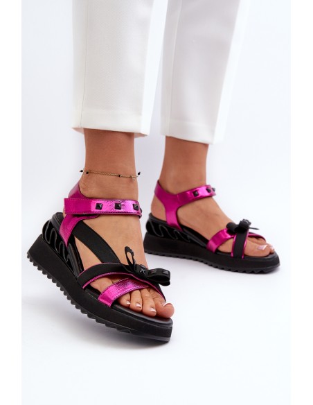Women's Sandals with Bow D&A CR956 Fuchsia