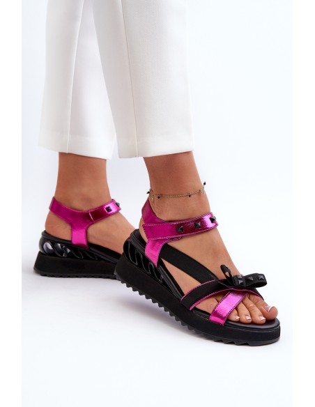 Women's Sandals with Bow D&A CR956 Fuchsia